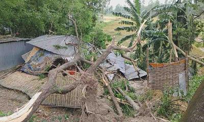 কাউনিয়ায় ঘুর্ণিঝড়ে ২ শতাধিক  বাড়ি ঘর লন্ডভন্ড