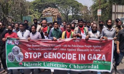 ফিলিস্তিনে আগ্রাসনের প্রতিবাদে ইবি ছাত্রদলের বিক্ষোভ