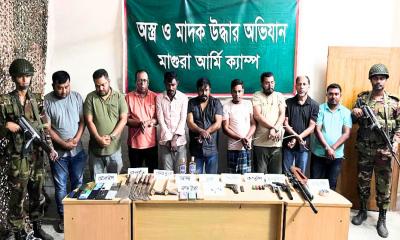 মাগুরায় যৌথ অভিযানে অস্ত্র-মাদকসহ গ্রেপ্তার ৯