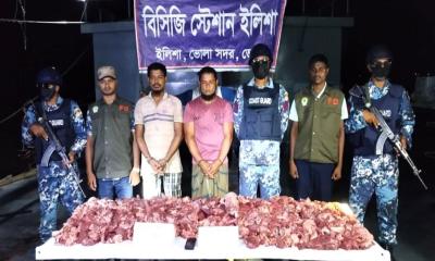 যাত্রীবাহী লঞ্চে ৪৫ কেজি হরিণের মাংস, ২ পাচারকারী আটক