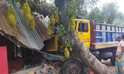 দৌলতপুরে নিয়ন্ত্রণ হারিয়ে বসতঘরে মালবাহী ট্রাক, আহত ২ নারী