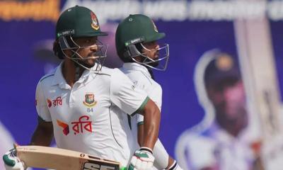 গল টেস্টে শান্ত-সাদমানের ফিফটিতে ১৮৭ রানের লিড বাংলাদেশের