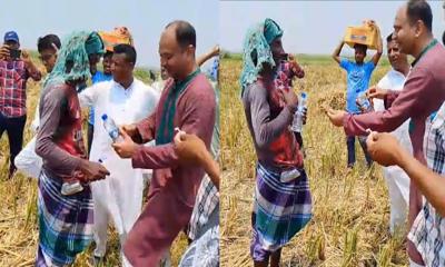 মাদারীপুরে কৃষকদের মাঝে বিশুদ্ধ পানি ও স্যালাইন বিতরণ
