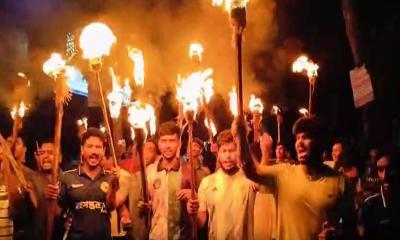 মাগুরায় ছাত্রদলের মশাল মিছিল, পকেট কমিটির বিরুদ্ধে ক্ষোভ