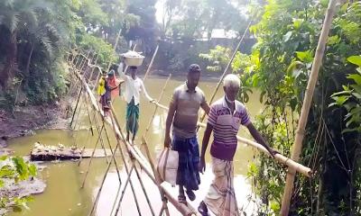 ১০ হাজার মানুষের একমাত্র ভরসা একটি বাঁশের সাঁকো