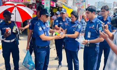 তাপদাহে ট্রাফিক সদস্যদের স্বস্তিতে পুলিশ সুপারের প্রশংসনীয় উদ্যোগ