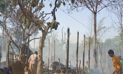 বাঘার অগ্নিকাণ্ডে বসতবাড়ি পুড়ে খোলা আকাশের নিচে ২ পরিবার