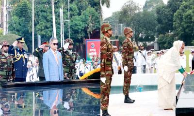 শিখা অনির্বাণে শ্রদ্ধা জানালেন রাষ্ট্রপতি-প্রধানমন্ত্রী