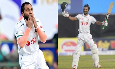 গলে শান্ত-মুশফিকের সেঞ্চুরিতে বাংলাদেশের দাপুটে দিন