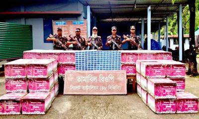 সিলেট সীমান্তে দেড় কোটি টাকার ভারতীয় চোরাই পণ্য জব্দ