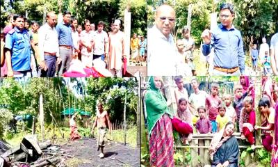শাপলাপুরে আগুনে পুড়ে নিঃস্ব দুই পরিবার, পাশে নির্বাহী কর্মকর্তা