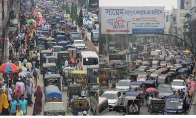 চরপাড়া রোডে চরম অব্যবস্থাপনা: যানজটে মুমূর্ষু রোগী, পথচারীর হাঁটার জায়গা নেই