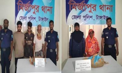 মির্জাপুরে গাঁজাসহ ৪ মাদক কারবারি গ্রেপ্তার