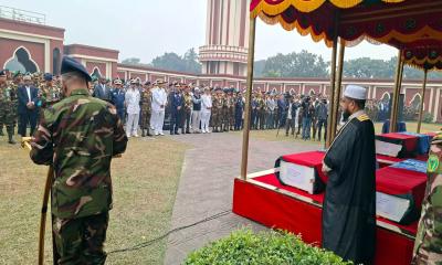 ঢাকা সেনানিবাসে সুদানে নিহত ৬ শান্তিরক্ষীর জানাজা সম্পন্ন