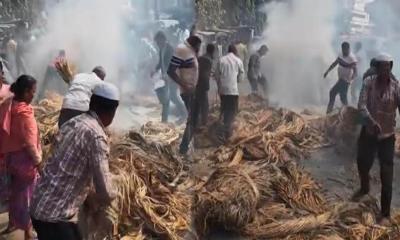মাগুরায় তর্কের জেরে পাটবোঝাই নসিমনে আগুন