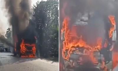 যশোরে যাত্রীবাহী বাসে আগুন