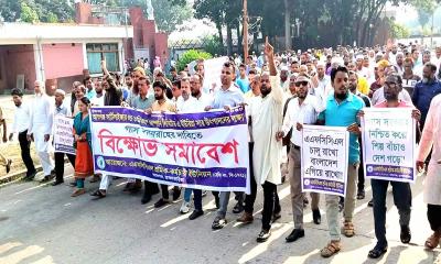 আশুগঞ্জ সার কারখানার উৎপাদন চালুর দাবিতে শ্রমিক-কর্মচারীদের বিক্ষোভ