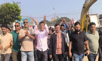বাঞ্ছারামপুরে নিষিদ্ধ আওয়ামী লীগের কার্যক্রমের বিরুদ্ধে বিএনপির প্রতিবাদ মিছিল