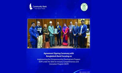 উদ্যোক্তা উন্নয়নে এসআইসিআইপির আওতায় কমিউনিটি ব্যাংক ও বাংলাদেশ ব্যাংকের মধ্যে অংশীদারিত্ব চুক্তি