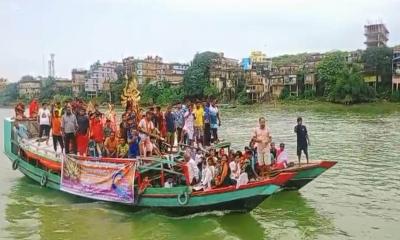 কাপ্তাইয়ে প্রতিমা বিসর্জনের মাধ্যমে শেষ হলো শারদীয় দুর্গাপূজার আনুষ্ঠানিকতা