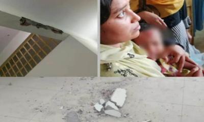 রামেক হাসপাতালে কার্নিশ ভেঙে শিশু আহত