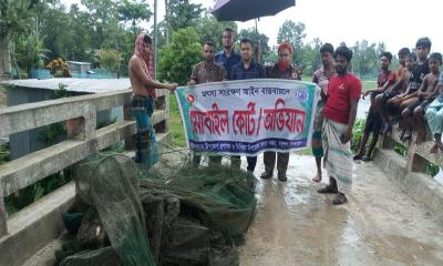 মধুপুরে ভ্রাম্যমাণ আদালতের অভিযানে চায়না জাল ধ্বংস