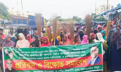 তারেক রহমানকে নিয়ে কুরুচিপূর্ণ মন্তব্যের প্রতিবাদে ভেড়ামারায় ঝাড়ু মিছিল