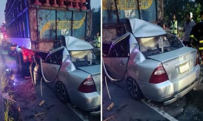 দাঁড়িয়ে থাকা ট্রাকের পেছনে প্রাইভেটকারের ধাক্কায় নিহত ৪